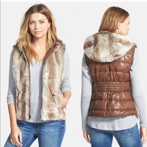 Stella & Lorenzo Faux Fur Down Reversible Vest